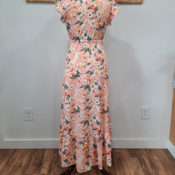 Floral ruffle boho button down maxi dress - Picture 4 of 11
